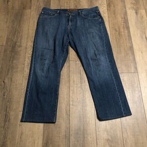 Agave Mens Jeans 42x32  relaxed straight leg mid rise blue denim watermark pants